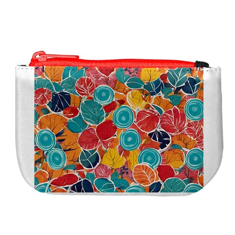 floral and leaves pattern Large Coin Purse from ArtsNow.com Front