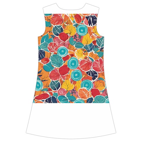 floral and leaves pattern Kids  Short Sleeve Velvet Dress from ArtsNow.com Back