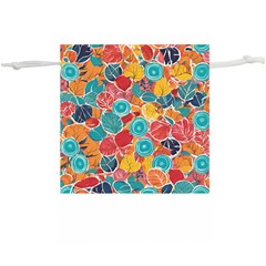 floral and leaves pattern Lightweight Drawstring Pouch (XL) from ArtsNow.com Front