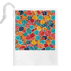 floral and leaves pattern Drawstring Pouch (4XL) from ArtsNow.com Back