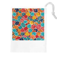 floral and leaves pattern Drawstring Pouch (5XL) from ArtsNow.com Front