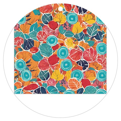 floral and leaves pattern UV Print Acrylic Ornament Round from ArtsNow.com Front