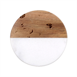 floral and leaves pattern Classic Marble Wood Coaster (Round) 