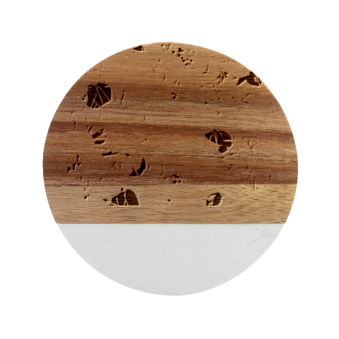 floral and leaves pattern Marble Wood Coaster (Round) from ArtsNow.com Front