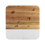 floral and leaves pattern Marble Wood Coaster (Square)