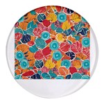 floral and leaves pattern Round Glass Fridge Magnet (4 pack)