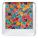 floral and leaves pattern Square Glass Fridge Magnet (4 pack)