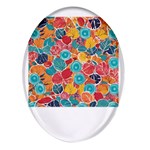 floral and leaves pattern Oval Glass Fridge Magnet (4 pack)