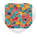 floral and leaves pattern Heart Glass Fridge Magnet (4 pack)