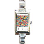 floral and leaves pattern Rectangle Italian Charm Watch