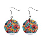 floral and leaves pattern Mini Button Earrings