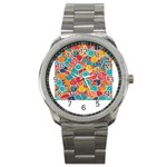 floral and leaves pattern Sport Metal Watch