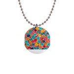 floral and leaves pattern 1  Button Necklace