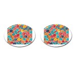 floral and leaves pattern Cufflinks (Oval)