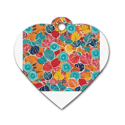 floral and leaves pattern Dog Tag Heart (One Side) from ArtsNow.com Front