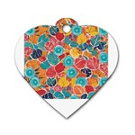 floral and leaves pattern Dog Tag Heart (One Side)