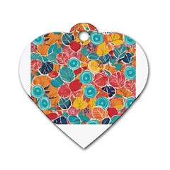 floral and leaves pattern Dog Tag Heart (Two Sides) from ArtsNow.com Back