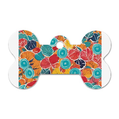 floral and leaves pattern Dog Tag Bone (One Side) from ArtsNow.com Front