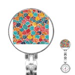 floral and leaves pattern Stainless Steel Nurses Watch