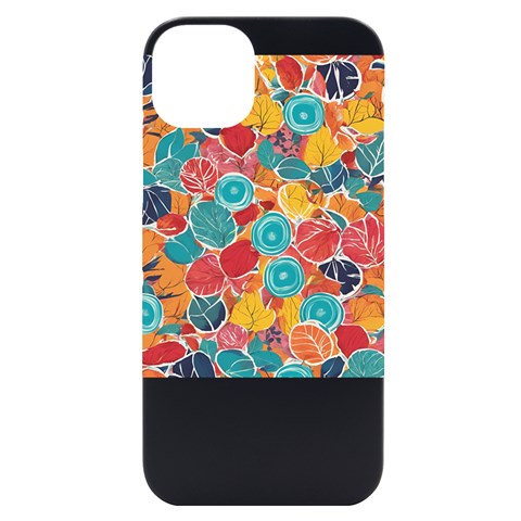 floral and leaves pattern iPhone 14 Plus Black UV Print Case from ArtsNow.com Front