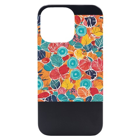 floral and leaves pattern iPhone 14 Pro Max Black UV Print Case from ArtsNow.com Front