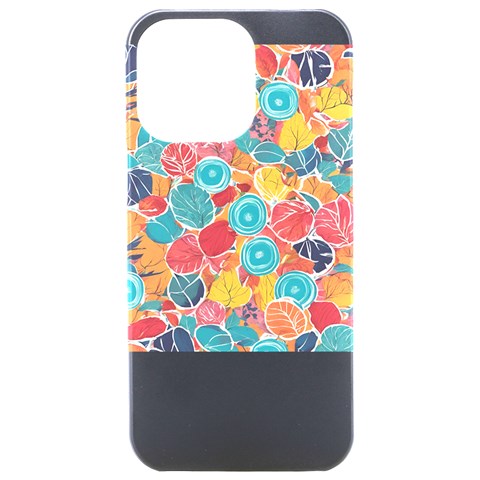 floral and leaves pattern iPhone 15 Pro Max Black UV Print PC Hardshell Case from ArtsNow.com Front