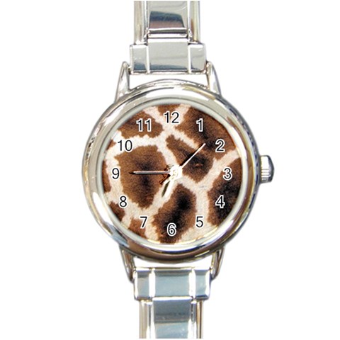 Giraffe Skin Texture Round Italian Charm Watch from ArtsNow.com Front