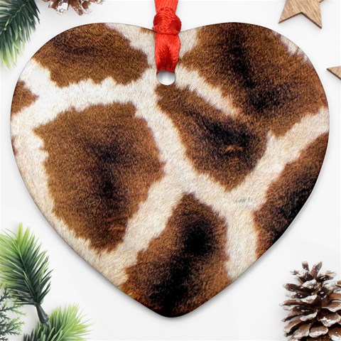 Giraffe Skin Texture Ornament (Heart) from ArtsNow.com Front