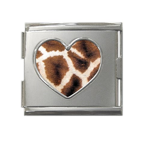 Giraffe Skin Texture Mega Link Heart Italian Charm (18mm) from ArtsNow.com Front