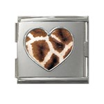 Giraffe Skin Texture Mega Link Heart Italian Charm (18mm)