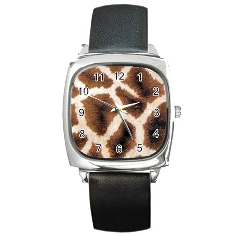 Giraffe Skin Texture Square Metal Watch from ArtsNow.com Front