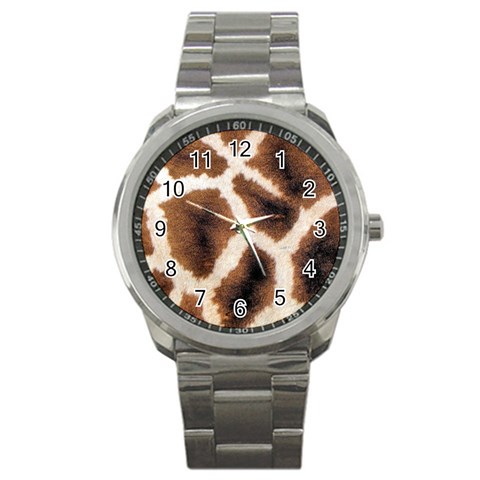 Giraffe Skin Texture Sport Metal Watch from ArtsNow.com Front