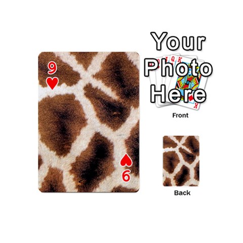 Giraffe Skin Texture Playing Cards 54 Designs (Mini) from ArtsNow.com Front - Heart9