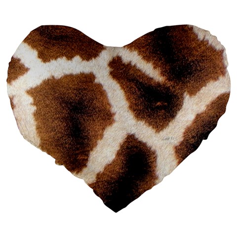 Giraffe Skin Texture Large 19  Premium Heart Shape Cushions from ArtsNow.com Back