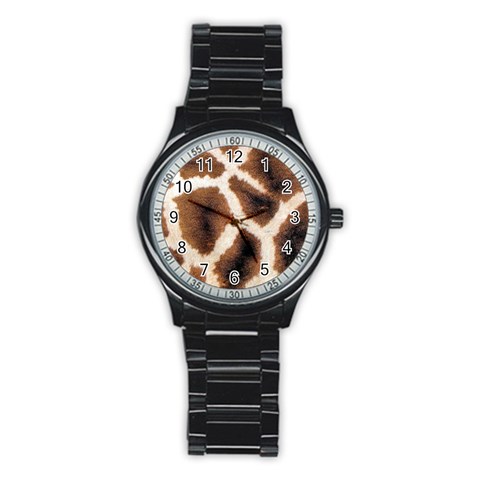 Giraffe Skin Texture Stainless Steel Round Watch from ArtsNow.com Front