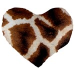 Giraffe Skin Texture Large 19  Premium Flano Heart Shape Cushions