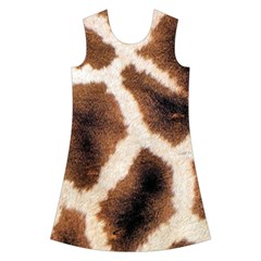 Giraffe Skin Texture Kids  Short Sleeve Velvet Dress from ArtsNow.com Front