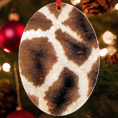 Giraffe Skin Texture UV Print Acrylic Ornament Oval from ArtsNow.com Front