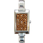 Giraffe Texture, Close-up, Giraffe Skin Texture Rectangle Italian Charm Watch