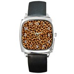 Giraffe Texture, Close-up, Giraffe Skin Texture Square Metal Watch