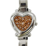 Giraffe Texture, Close-up, Giraffe Skin Texture Heart Italian Charm Watch