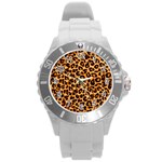 Giraffe Texture, Close-up, Giraffe Skin Texture Round Plastic Sport Watch (L)