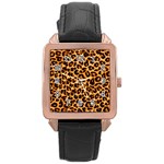 Giraffe Texture, Close-up, Giraffe Skin Texture Rose Gold Leather Watch 