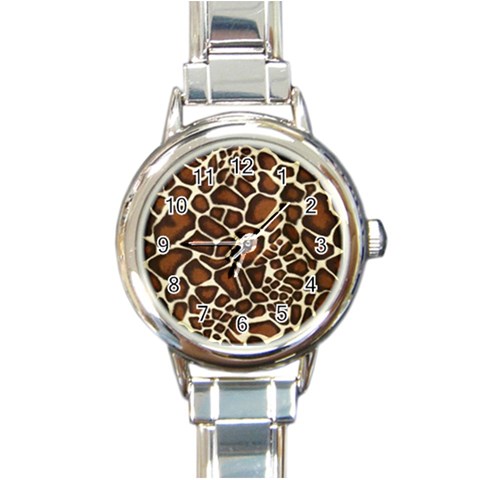 Giraffe Texture, Macro Round Italian Charm Watch from ArtsNow.com Front