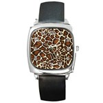 Giraffe Texture, Macro Square Metal Watch