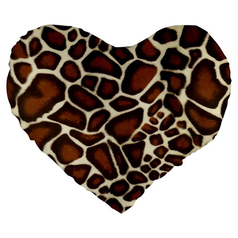 Giraffe Texture, Macro Large 19  Premium Heart Shape Cushions from ArtsNow.com Front