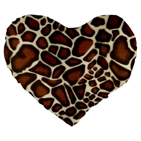 Giraffe Texture, Macro Large 19  Premium Flano Heart Shape Cushions from ArtsNow.com Front