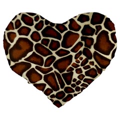 Giraffe Texture, Macro Large 19  Premium Flano Heart Shape Cushions from ArtsNow.com Back