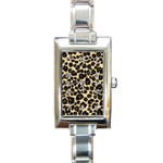 Jaguar Skin Texture, Jaguar Wool Texture, Yellow Rectangle Italian Charm Watch