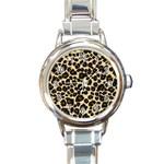 Jaguar Skin Texture, Jaguar Wool Texture, Yellow Round Italian Charm Watch